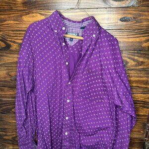 Panhandle Retro Western Wear Shirt Mens Medium Purple Cotton